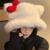 Fashionable Warm Winter Bucket Hat Furry Cats Ear Fisherman Hat For Women Girl Winter Sport Outdoor Activity Travel