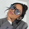 Vintage Oversized Sunglasses Women Retro Brand Big Frame Sun Glasses Female Black Yellow Ins Style Square Glasses