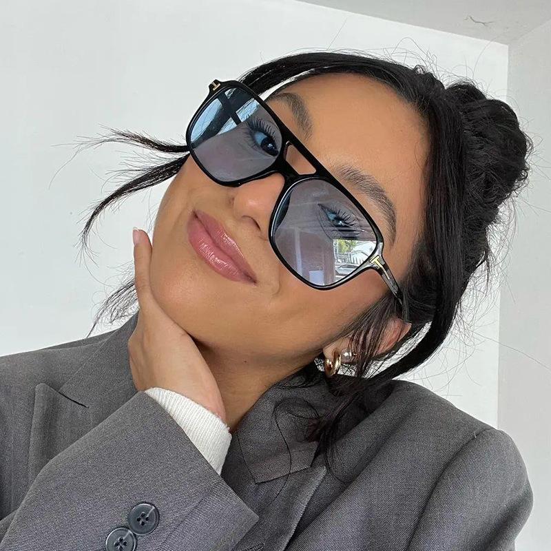 Vintage Oversized Sunglasses Women Retro Brand Big Frame Sun Glasses Female Black Yellow Ins Style Square Glasses