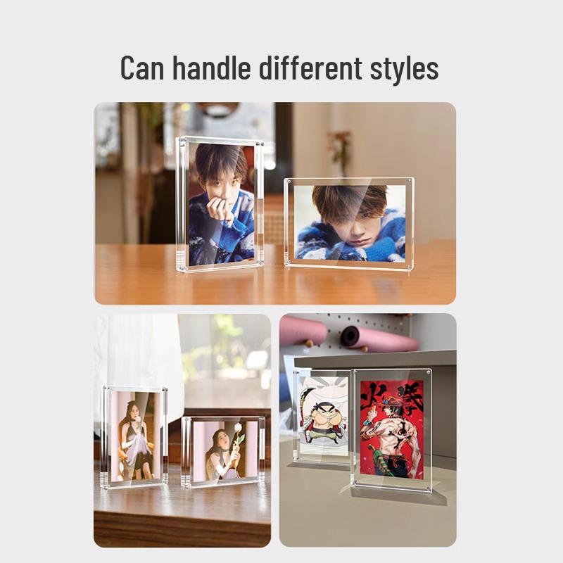 Acrylic Double-Sided Magnetic Photo Frame - Transparent Display