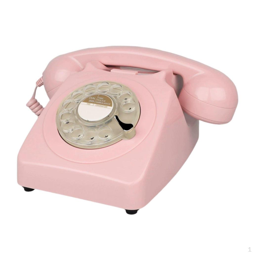 Classic Rotary Desk Phone Metal Bell Chime Retro Vintage Wired Telephone for