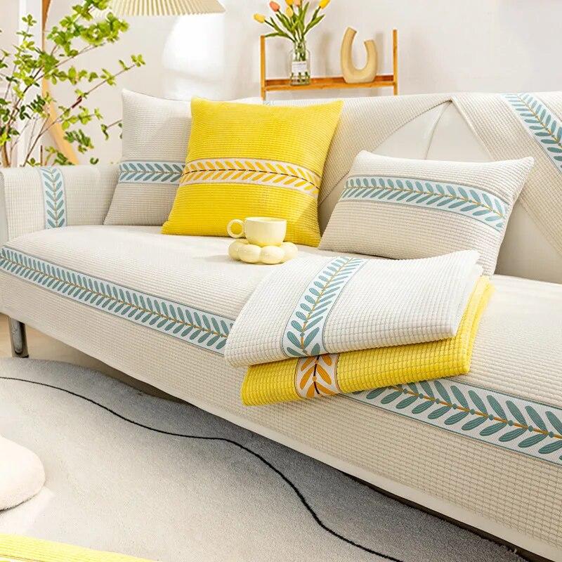 

Кукурузный бархатный чехол для дивана, подушка для дивана с вышивкой, универсальная мебель для гостиной, задняя крышка дивана, противоскользящая подушка для сиденья дивана 70x70cm 1pcs
