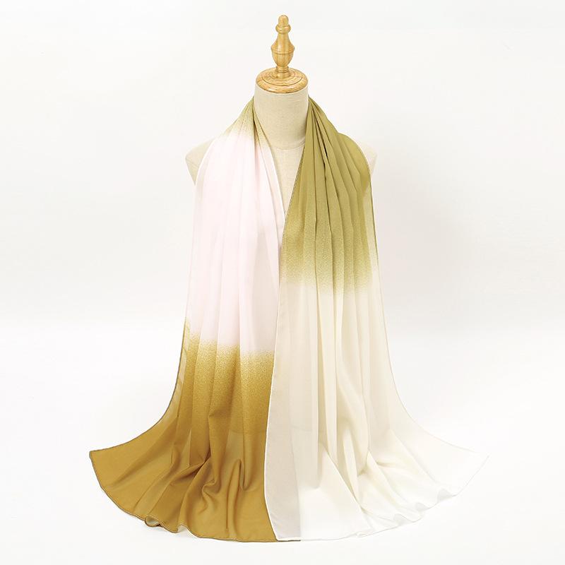 New solid color versatile dance gradual change chiffon silk scarf, summer thin decorative travel sunscreen shawl women