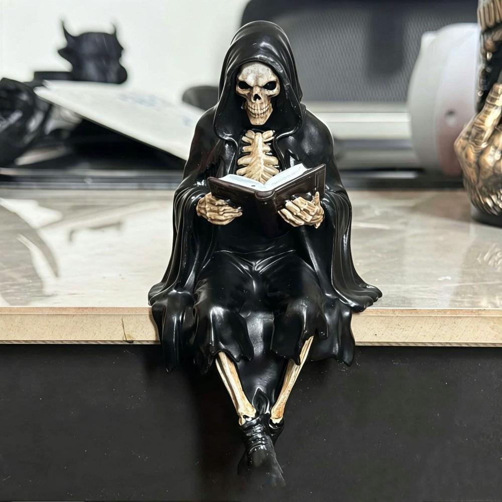 Decoration Reading Men Statue Halloween Desktop Ornaments Creative Skeleton Figurine Home Decor