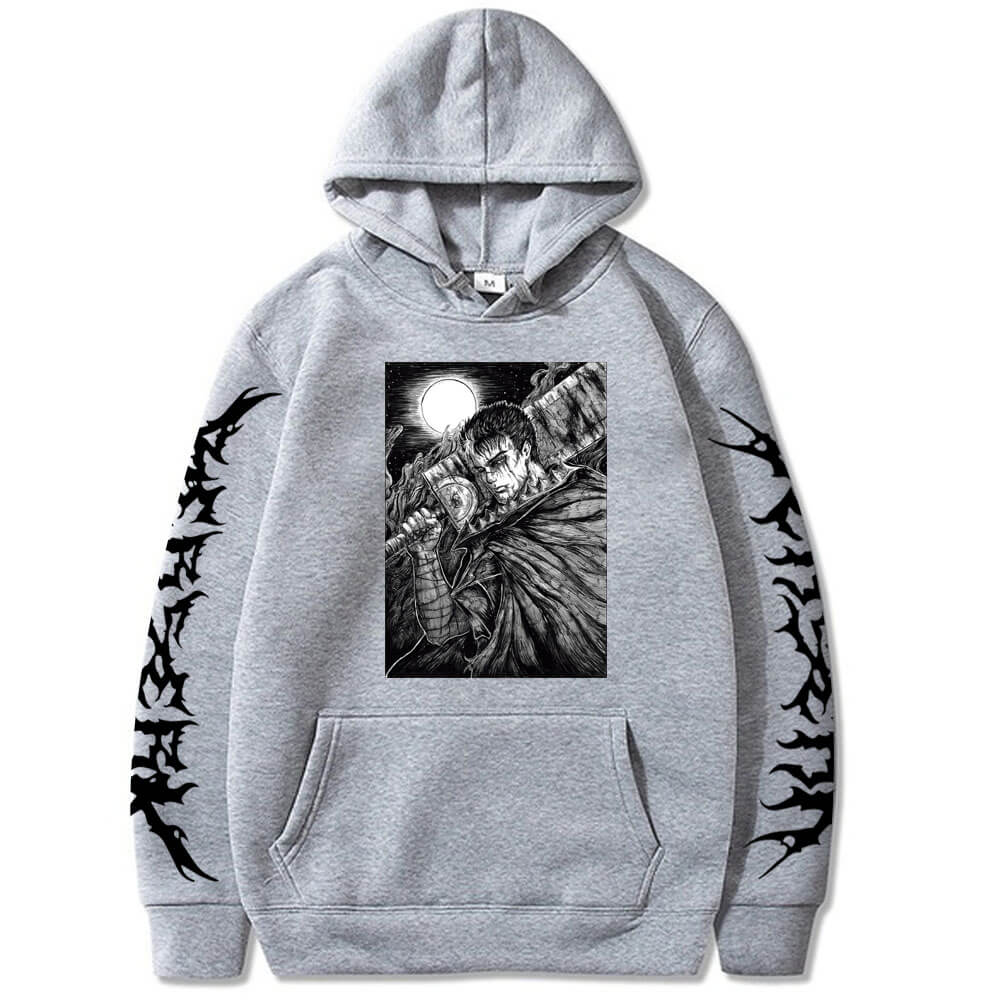 Толстовки Berserk Guts Anime Manga для мужчин и женщин Harajuku Streetwear Толстовка унисекс повседневная пуловер унисекс осенняя одежда топы 4XL серый 2230₽