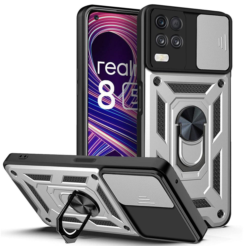 Voor Realme 8i Hoesje Realme 8 Cover Realme 8 Pro 8s 5G 8i Magnetische Ringhouder Armor Telefoonhoesje Schuif Camera Bescherming Achterklep