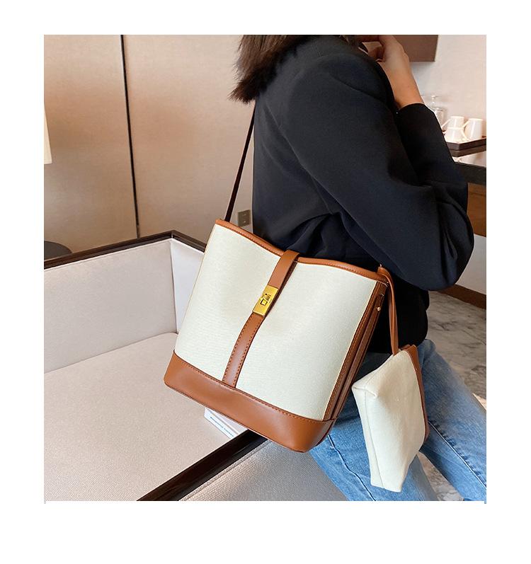 Korean panelled women Bucket Shoulder bags Large Capacity Canvas female handbag and purses large Capacity ladies Crossbody Bag