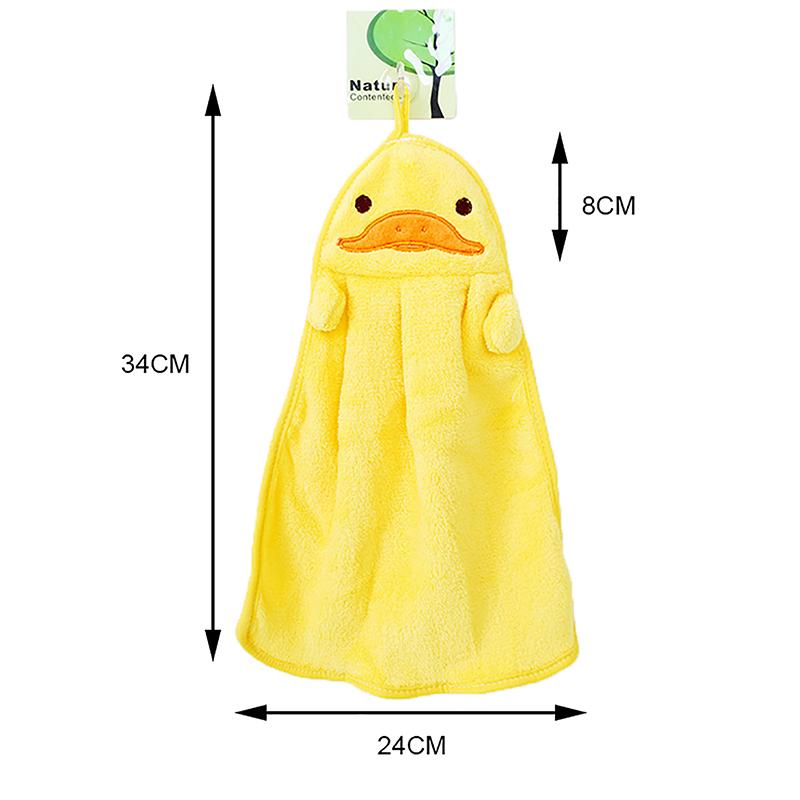Cute Cartoon Animal Embroidered Hanging Hand Towel Cute Coral Velvet Hand Washing Towels Kids Toddler Soft Hand Dry Towels