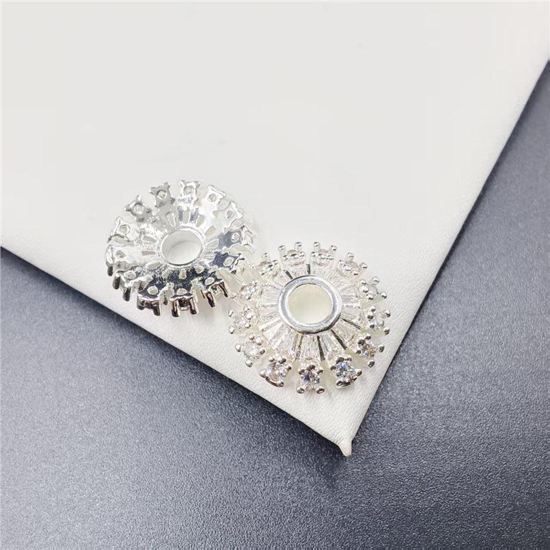 14K Gold Long-Lasting 17mm Full Diamond Zirconia Flower Cap for DIY Jewelry Accessories