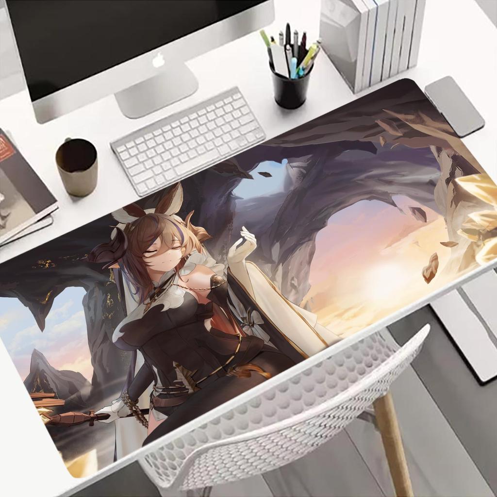 Gaming Mouse PadLarge Size Desk Mat Antislip BaseStitched EdgesCool Blue Underwater Anime Girl with Bubbles Printfor Gamer