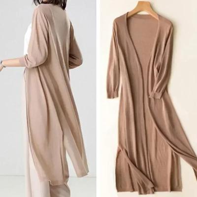 Abbigliamento Protezione Solare Primavera Estate Donna Cardigan Lungo Maglione Lavorato a Maglia Femminile Cappotto Giacca Scialle da Donna Capispalla