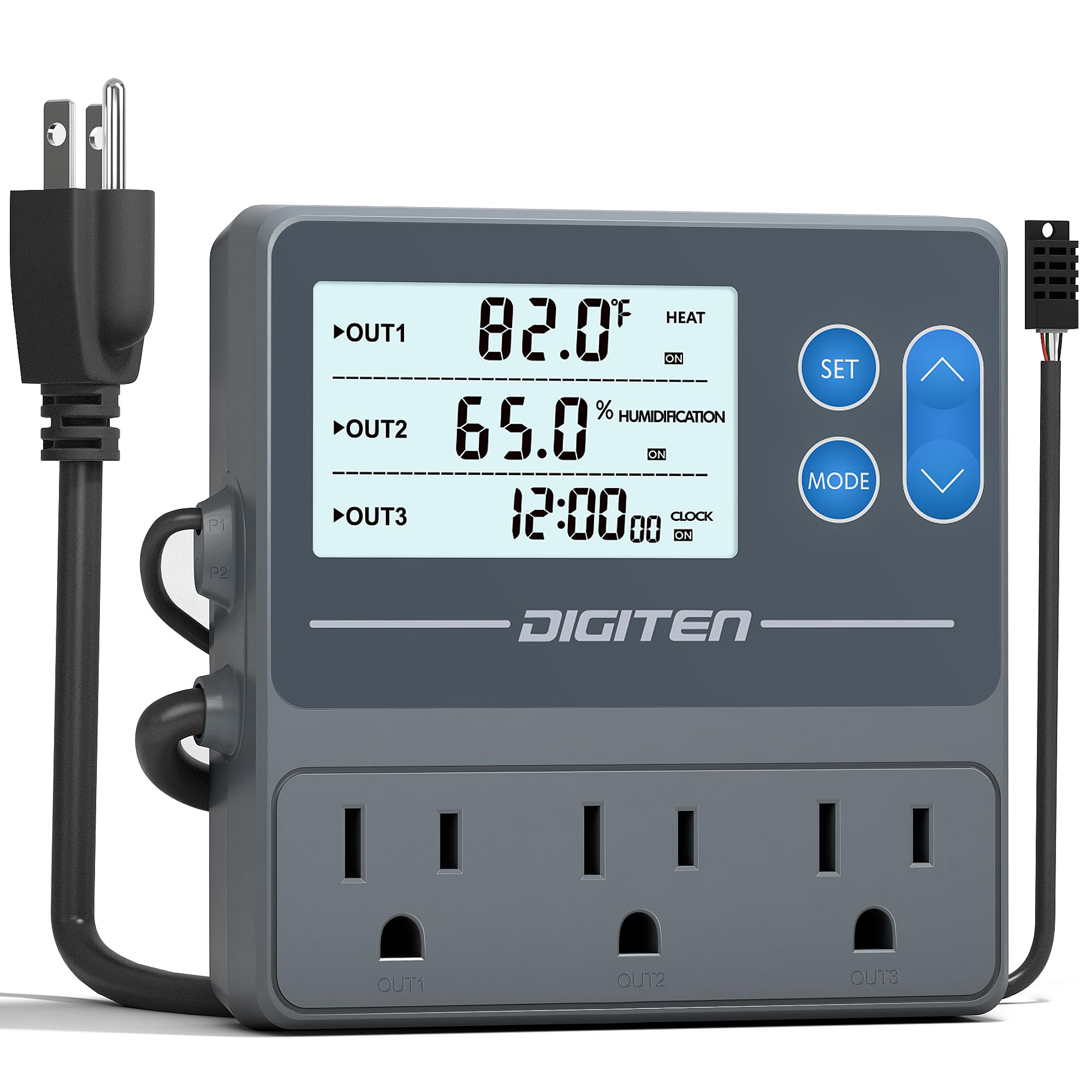 

DIGITEN Digital Temperature and Humidity Controller with Timer, Thermostat with Day/Night Function, for Reptiles, Aquariums, Mushrooms, DIY 3-Tier Plu