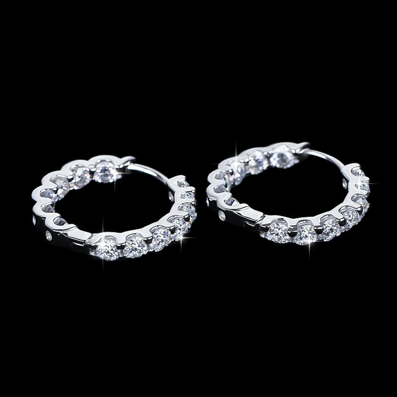 Fast Shipping S925 Silver Inlaid White Moissanite Hoop Earrings for Women Daily Wear Jewelry