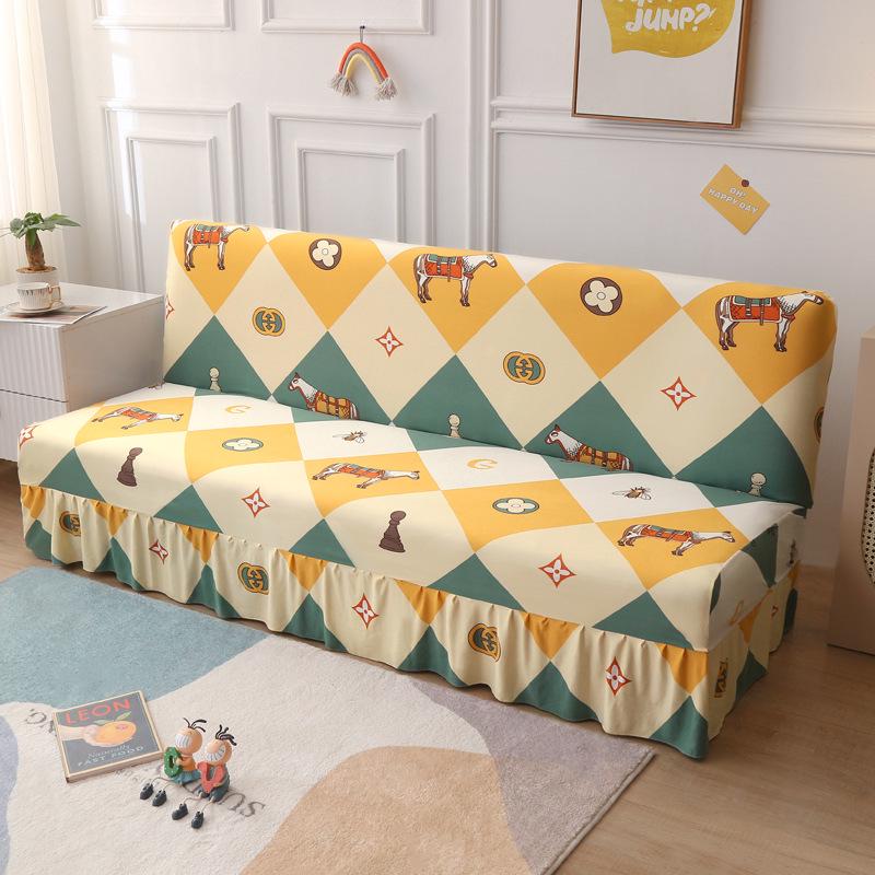Universal Anti-slip All-Season Skirted Sofa Bed Cover for Armless and Foldable Sofas