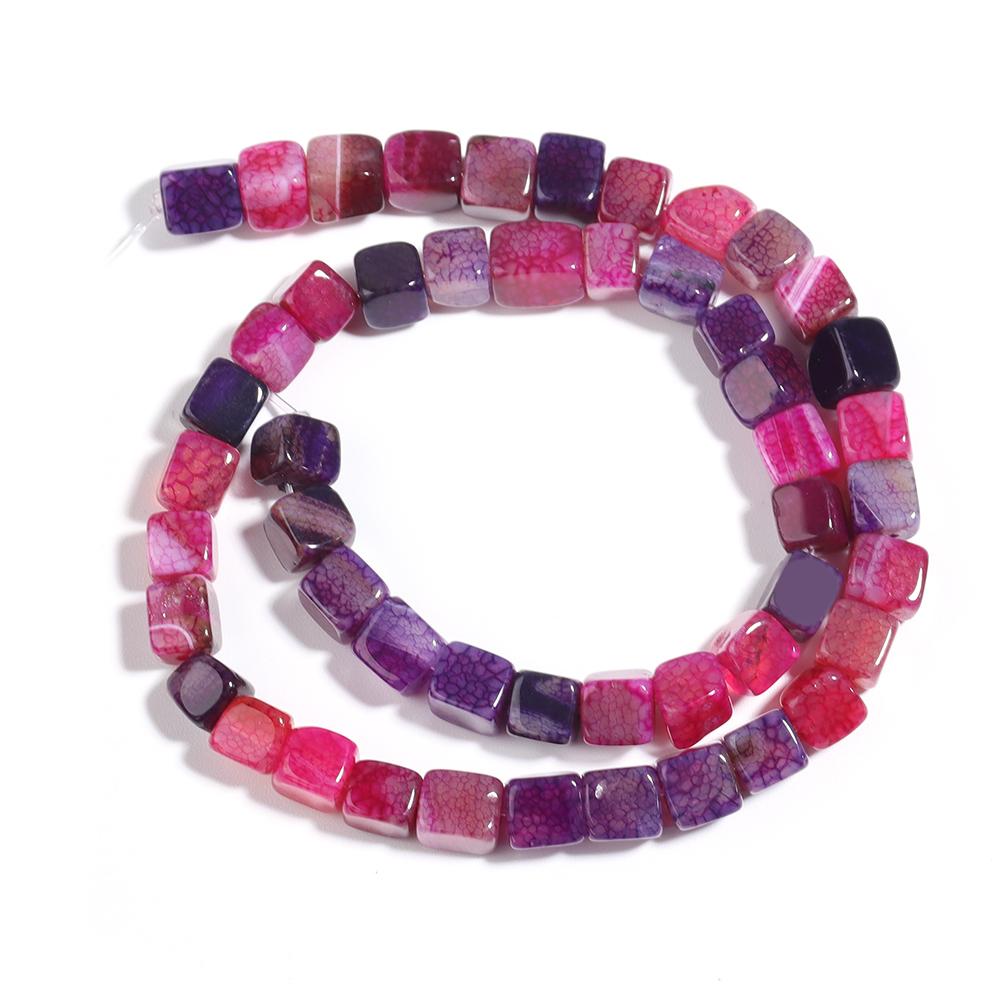 Natural Stone Square Beads 8mm Striped Agate Tube Stone Loose Spacer Beads For Jewelry Making Accessories DIY Bracelet Keychain