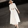 Abito Chemisier Elegante da Donna a Maniche Lunghe Bianco