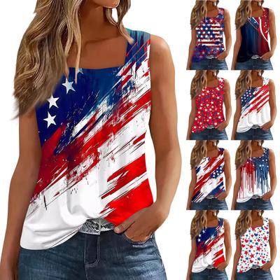 Tanktop mit quadratischem Kragen, bedruckt, lässig, lockere Passform, ärmelloses Shirt