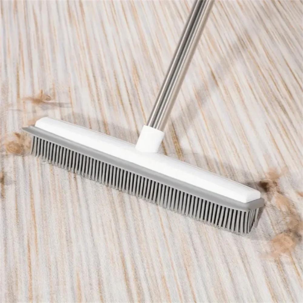 2 in 1 Carpet Brush Soft Pet Hair Remove Broom Carpet Rake Rubber Broom Hardwood Floor