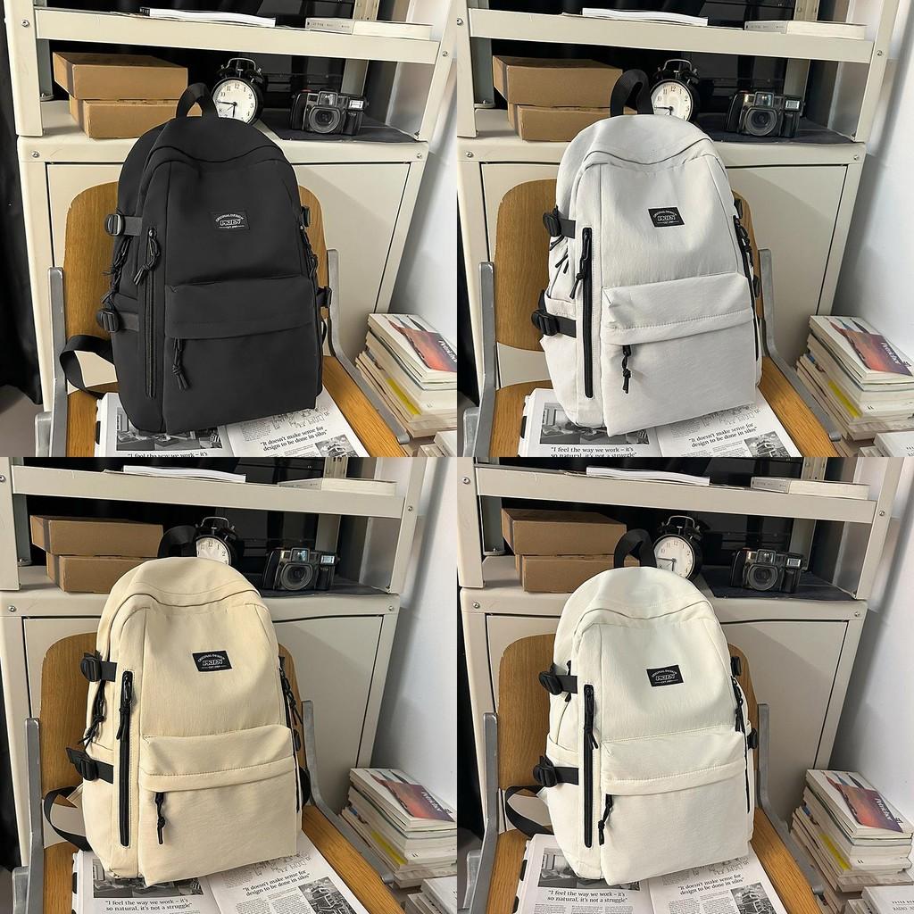 Minimally Designed Backpack With Solid Color And Letter Print Design For Teens