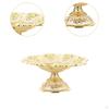 Decorative Pedestal Bowl Gold Embossed Fruit Metal Dish Platter for KTV Living Room