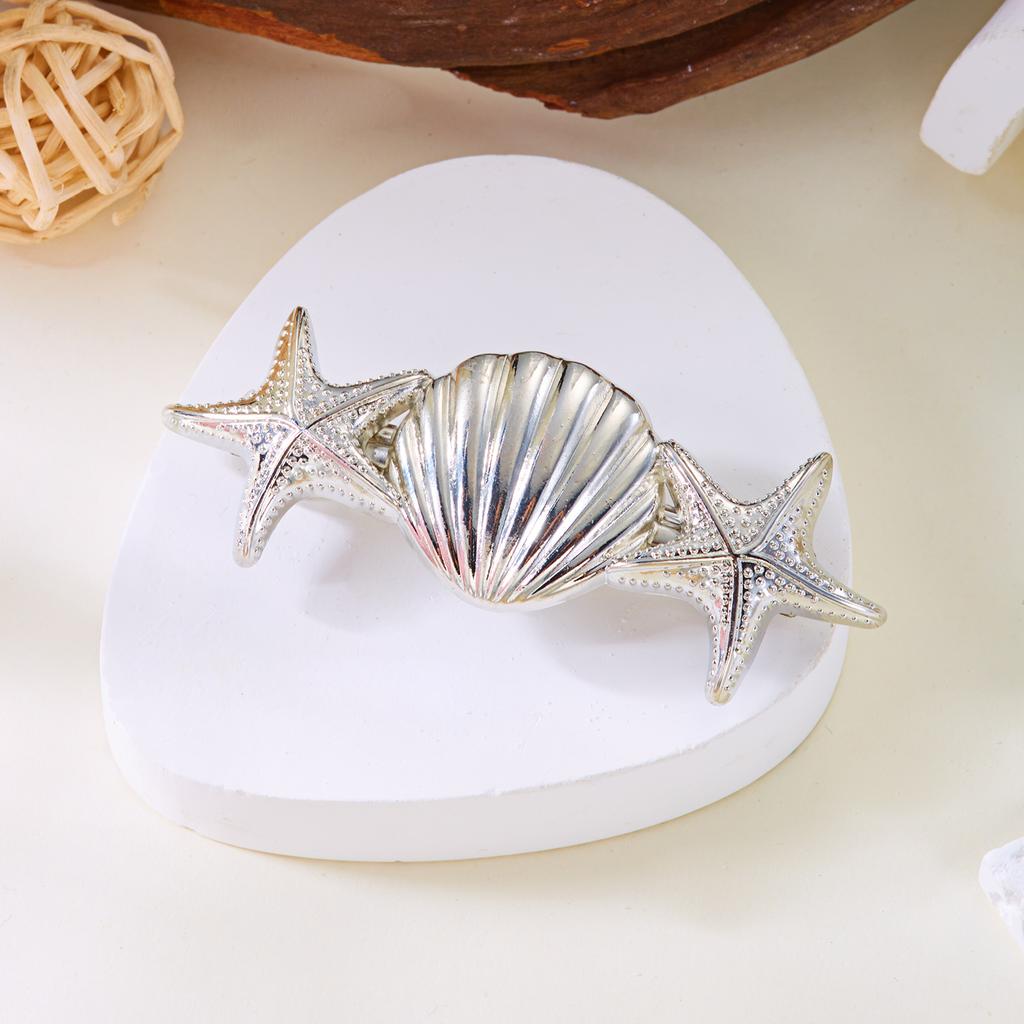 Elegant Gold Color Shell Starfish Hair Clip for Women Girl Temperament Metal Starfish Hairpin Romantic Wedding Jewelry Gifts