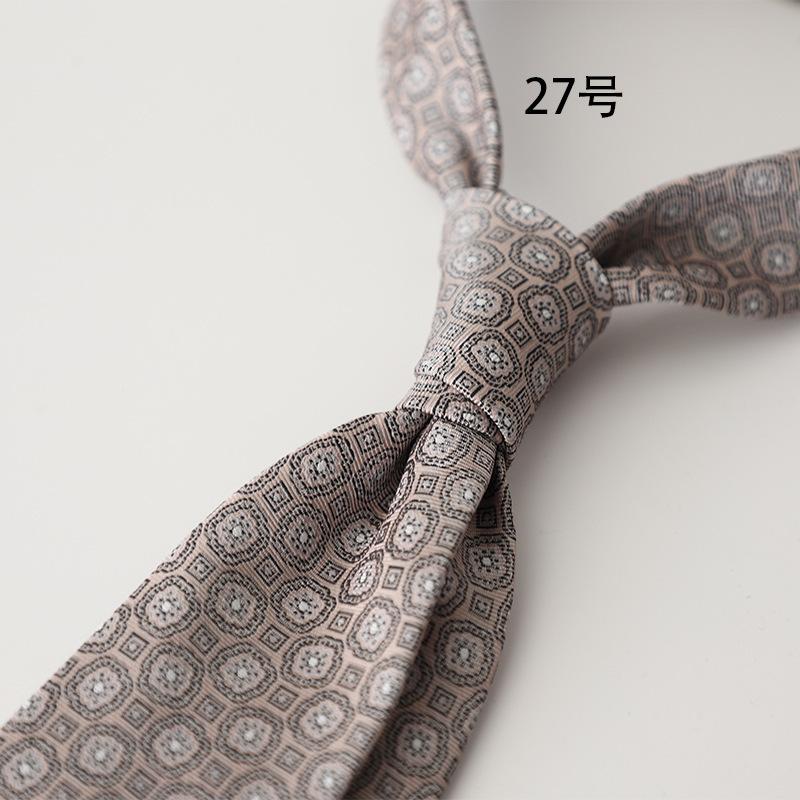 Retro Gentleman Style French 8Cm Men'S Tie, Dark Green Coffee Burgundy Stripe Occupation