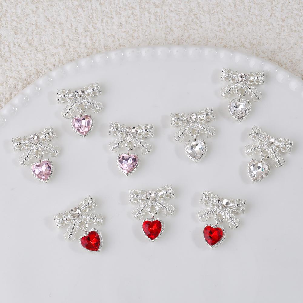 Luxury Sweet Lace Bow & Heart Pendant Nail Art Decoration