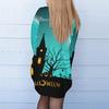 Women's Fashion Casual Halloween Print Medium Length Cardigan Jacket Coat
