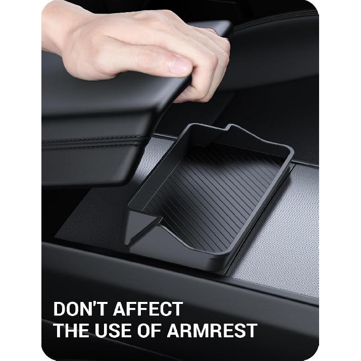 BASENOR 2026 Tesla Model Y Model 3 Center Console Sunglasses Holder, Armrest Key Holder Storage Box For 2025 2026 Model Y Juniper 2024 2025 Tesla 3