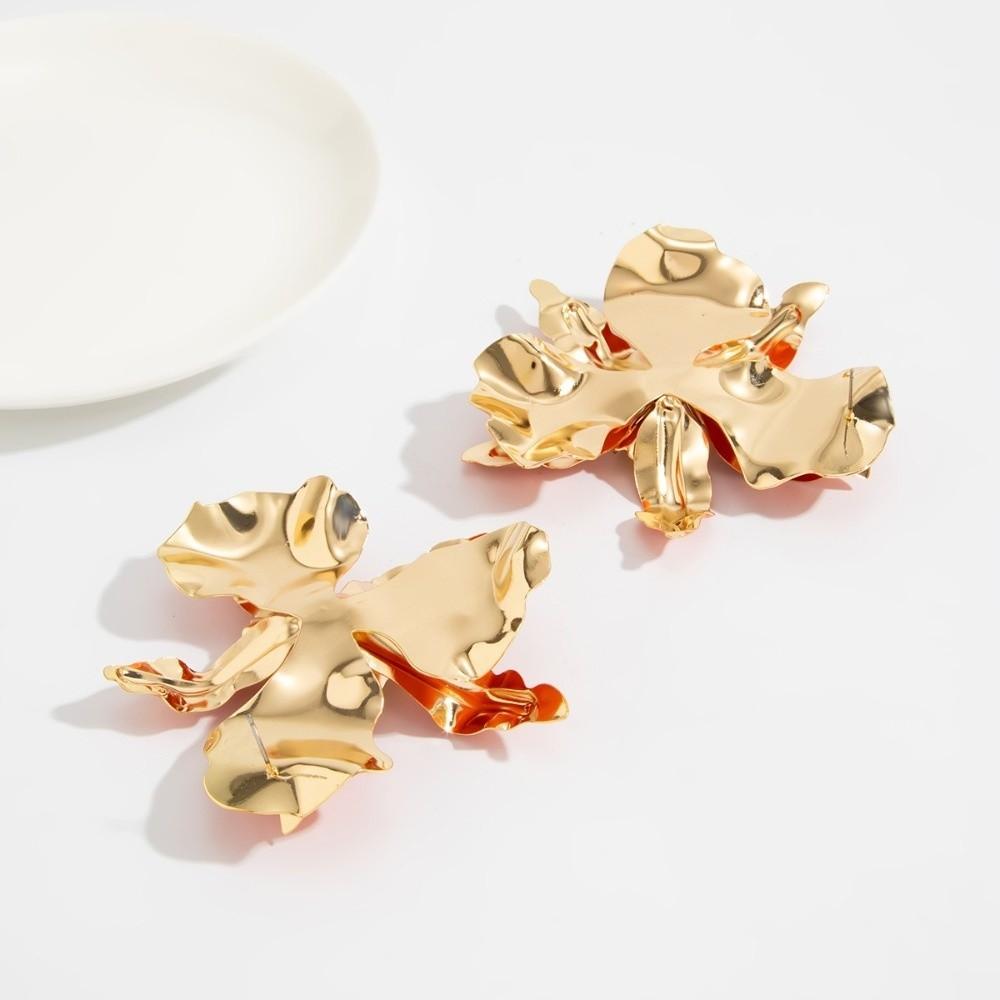 Oversized 3D Flower Stud Earrings Textured Metal Floral Earrings New Statement Earrings Daily Wear