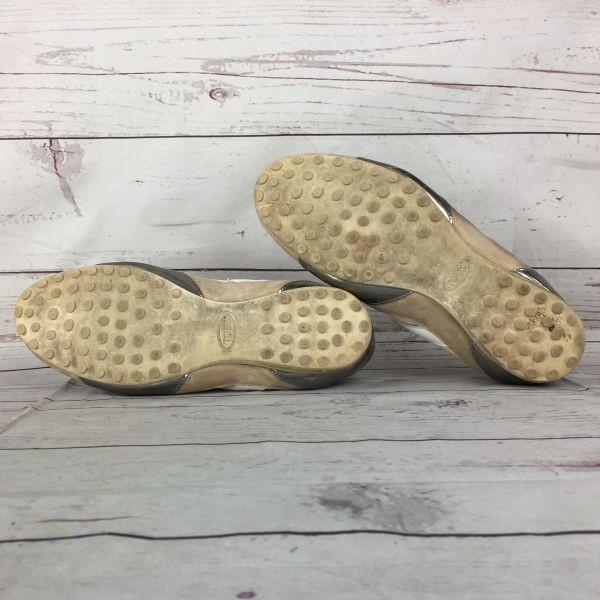 Vyrobeno v Itálii TOD'S Ležérní kožené nízké tenisky Velikost cca 24,5 cm Bílá Béžová Stříbrná(POUŽITÝ)