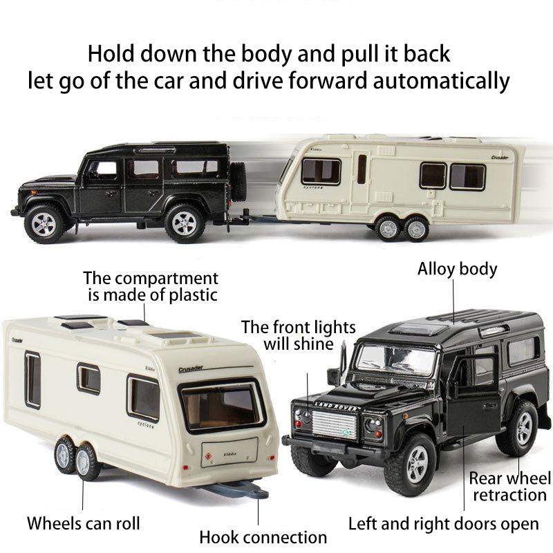 Maßstab 1:32, Land Rover-Anhänger, Tieflader, Abschleppwagen, Druckguss-Automodell, Spielzeug, zurückziehbares Spielzeugfahrzeug mit Ton und Licht für Kinder und Kleinkinder, Geschenkkollektion