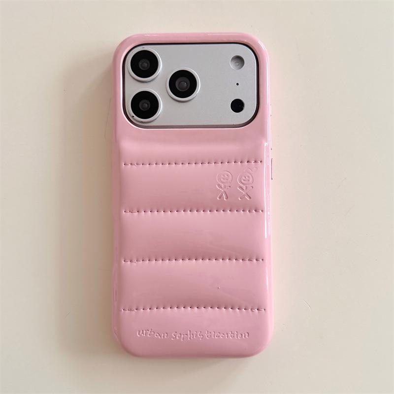Solid Color Leather Down Jacket Anti-Drop Phone Case for iPhone 14/13/Apple 17/16/15 Pro Max