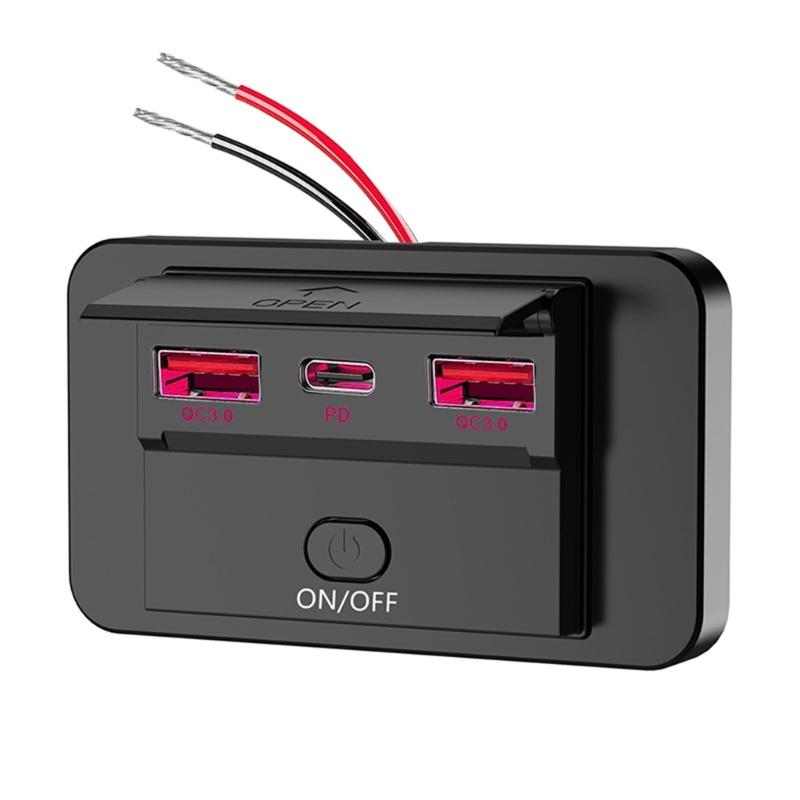 Hochleistungs-USB-Ladegerät (12 V/24 V) mit 3 Ports und Power-Device-Funktion, Schnellladefunktion für Pkw, Wohnmobile und Lkw, effiziente Stromversorgung