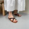 Johnature Flat Bottom Slippers Fashionable Rubber Anti Slip Comfortable Genuine Leather Women's Outdoor Slippers