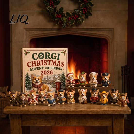 Collectible Dog Figurines Advent Calendar, 24-Day Christmas Countdown Acrylic Ornament Set with Calendar Mini Figures, Tree Hanging Decor, Gift