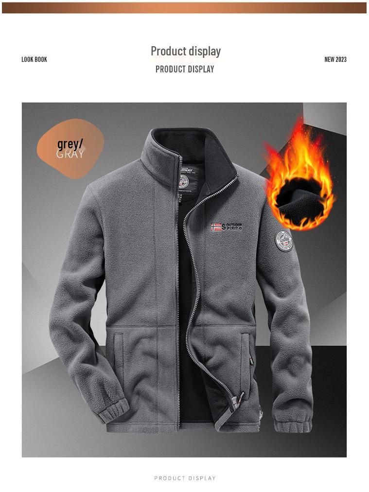 Men's Double-Sided Polar Fleece Hoodie Jacket 8789 - New Autumn/Winter Casual Cardigan