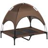 Elevated Dog Bed with Canopy, Pet Bed, Dog Lounger Outdoor with Roof, Breathable, Taffeta Fabric for Camping Coffee 92 X 76 X 90 Cm