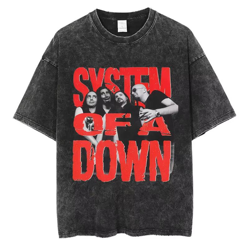 System of A Down Toxicity Album Graphic Washed Tshirt Unisex Women Rock Oversized T Shirts Unisex Vintage Alternative Metal Tshirts