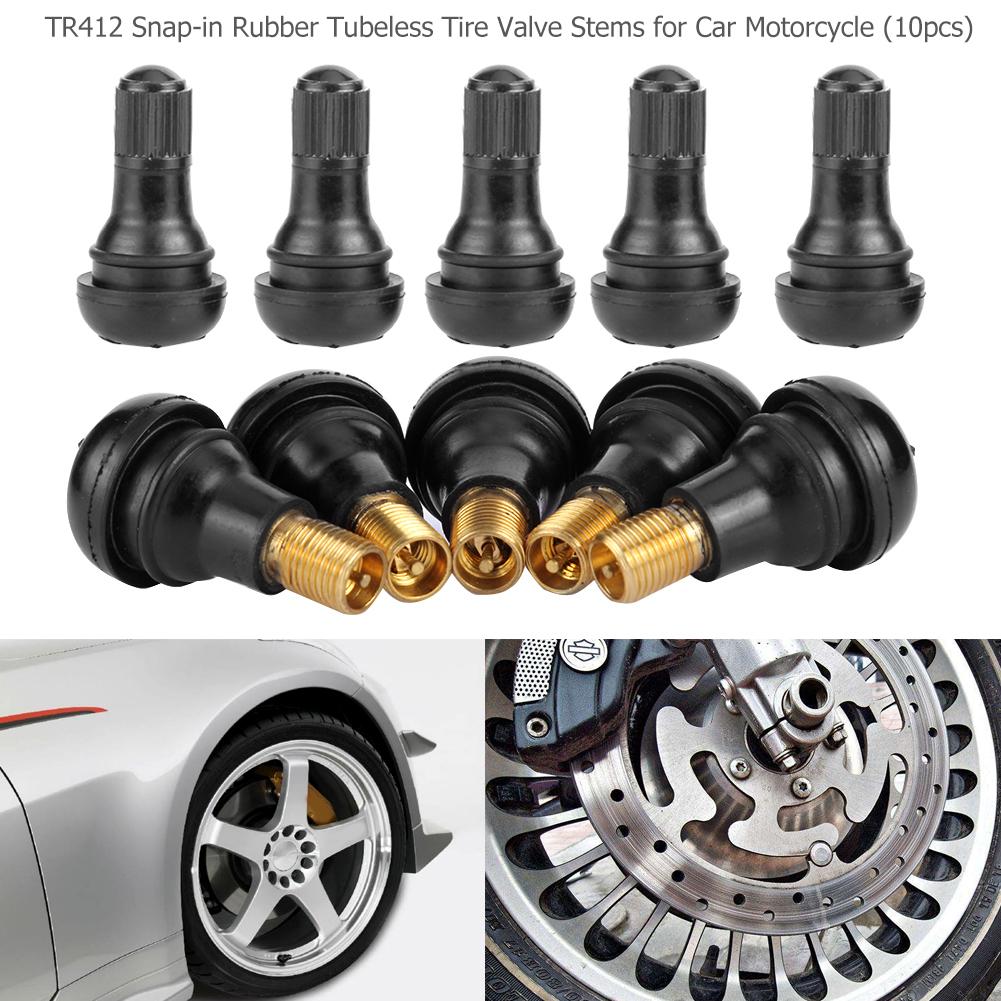 10/25Pcs TR412 Snap-in Car Tubeless Tire Tyre Valve Stems Rubber Copper Vacuum Tire Air Valve for ATV Auto Car Motorcycle