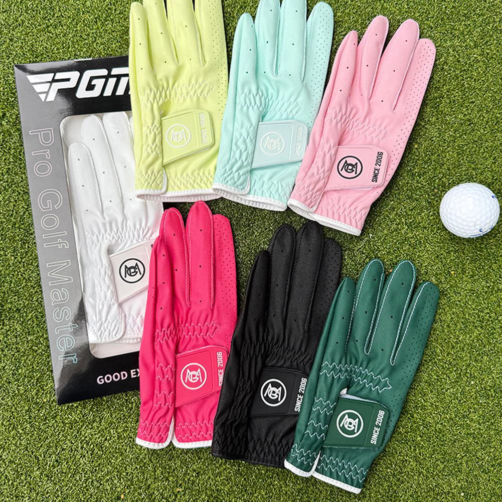 1 Pair Women's Soft Golf Gloves Ladies Left and Right Breathable Golf Mitten Female Elastic Microfiber Cloth Sports Gloves