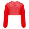 Girls Hip Hop Mesh Crop Top Long Sleeve Hollow Out Patchwork Asymmetrical Hem Dance Streetwear Top