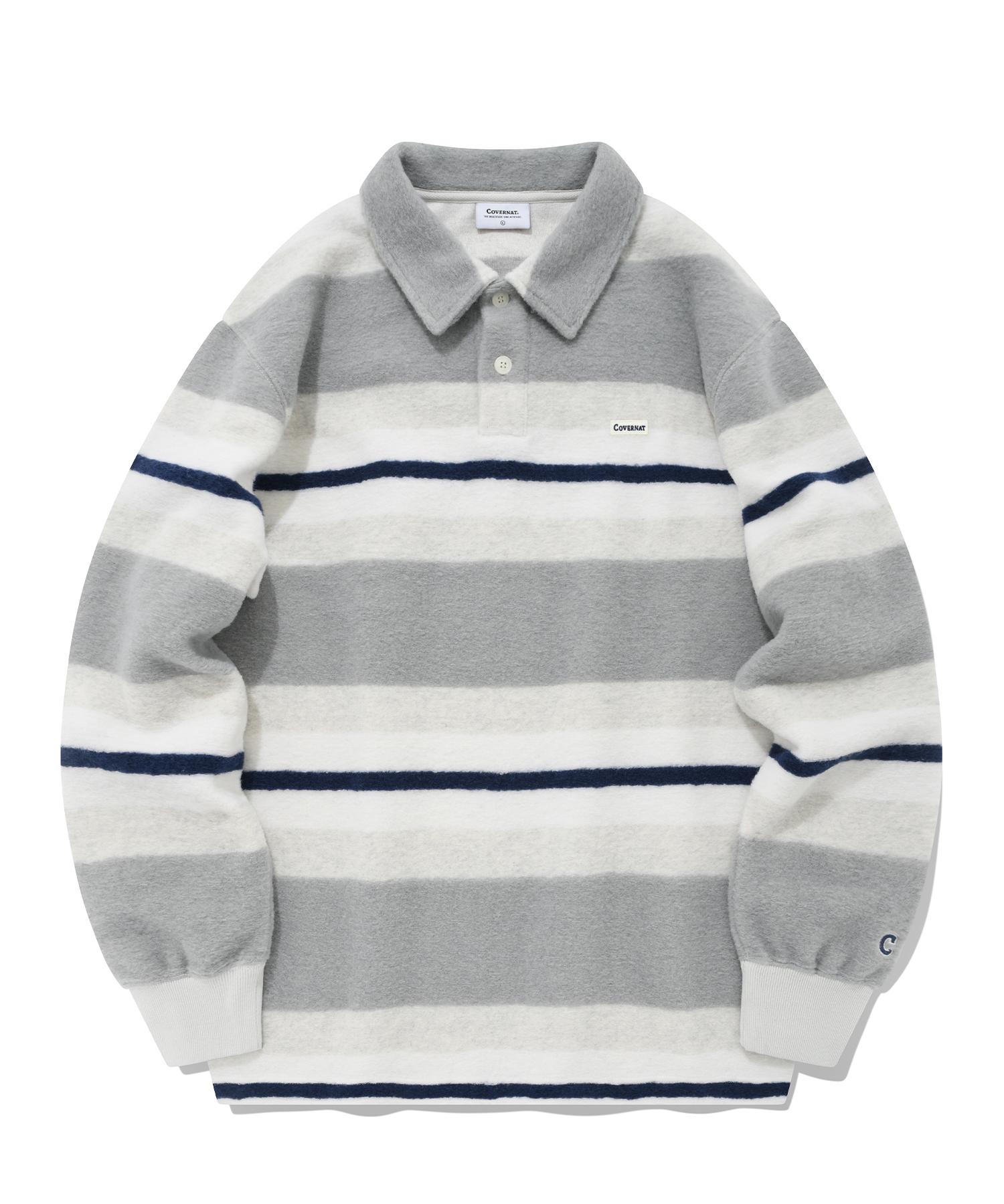 Covernat Striped Collar Knit Gray Grey/L