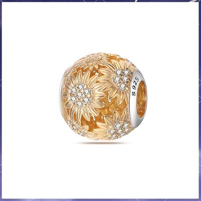 Copper Gold Sunflower Beads Suitable For Original Bracelets, Women'S Creative Fashion Jewelry, Necklace