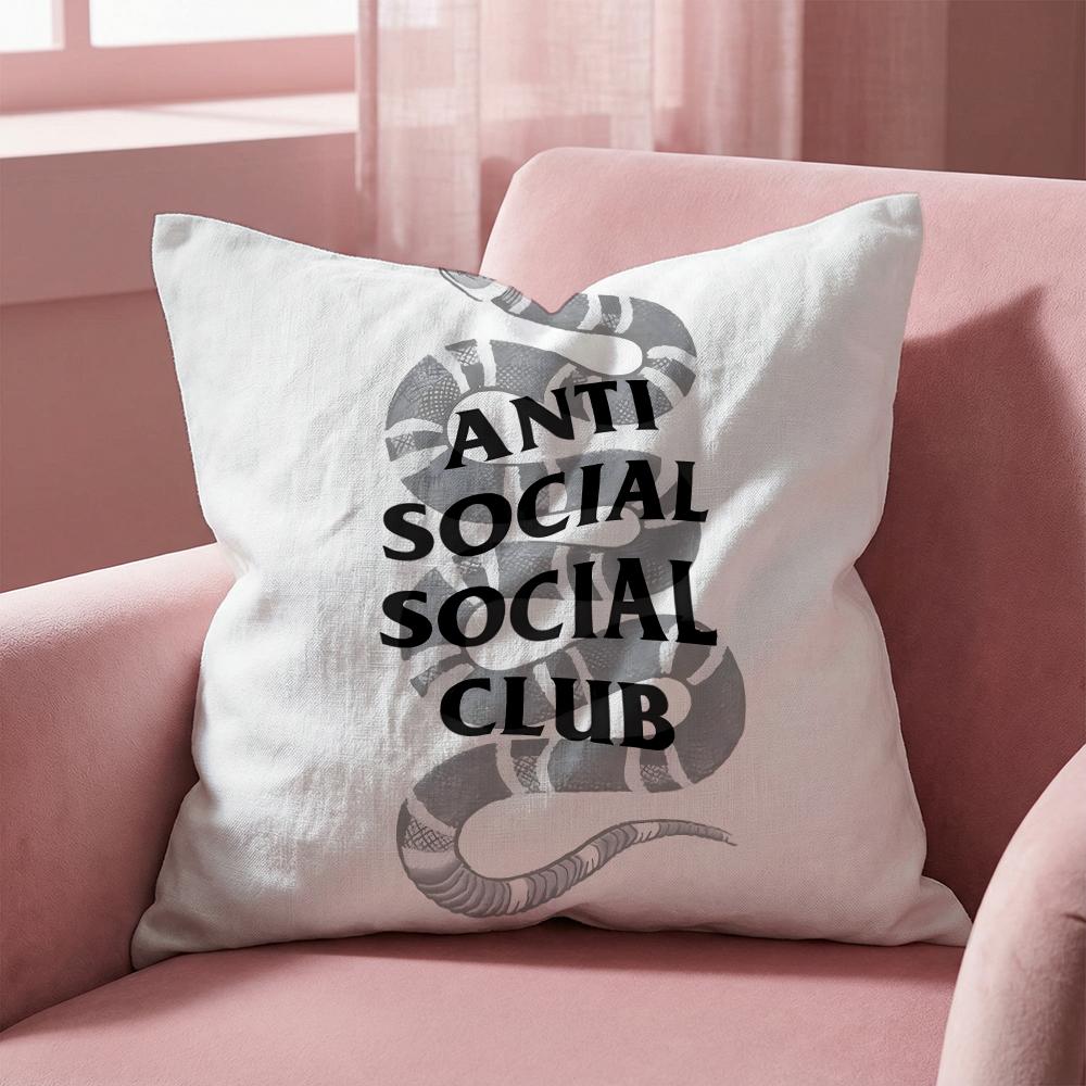 A-Anti Social Social Club Cushion Cover Multi-Scene Pillow Cover for Home & Car - Reversible, Soft & Durable for Daily Use