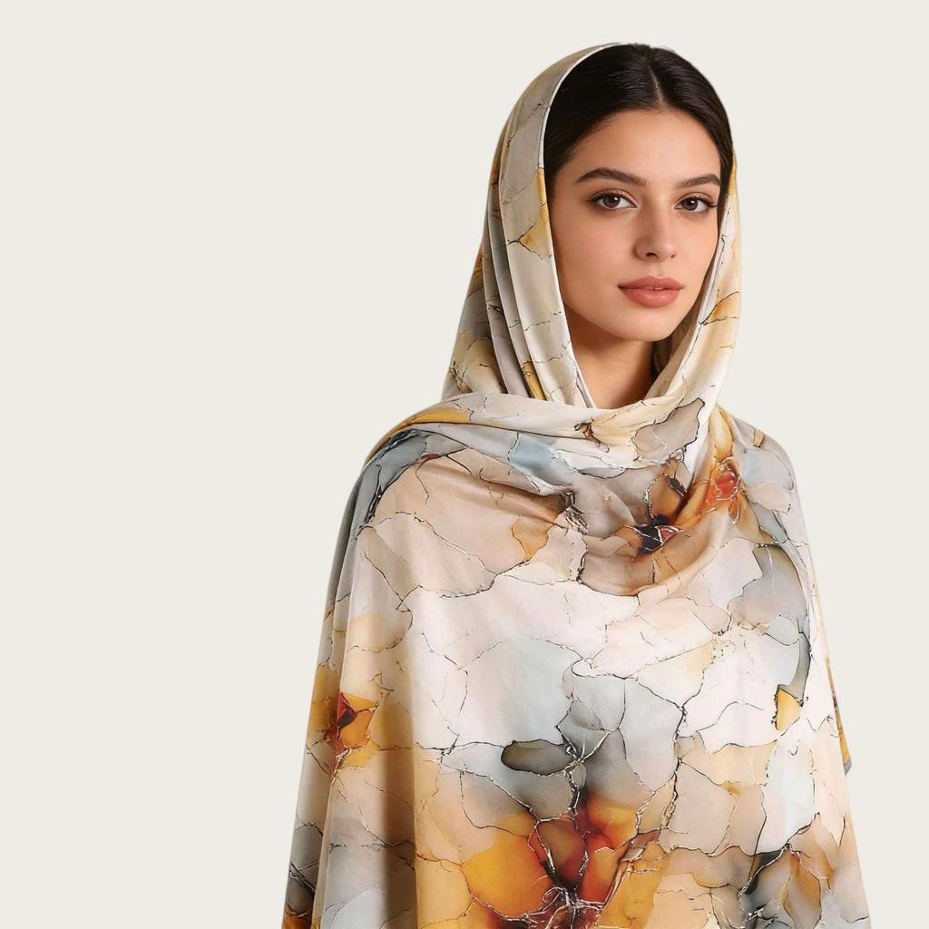A217 Premium Watercolor Silk-Cotton Long Scarf & Turkish Headscarf