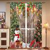 2 Pieces, Christmas Tree Wooden Door Snowman Curtains -30% Blackout - Suitable for Living Room, Bedroom, Kitchen, Home Decoratio