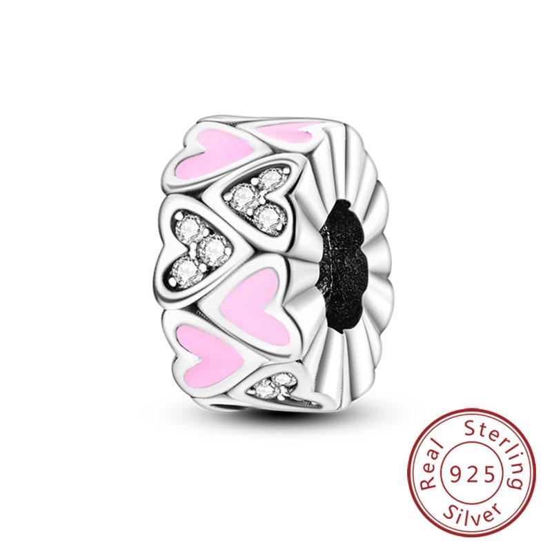 Fit Original Charms Beads Copper Clip Charms Zircon Silicone Spacer Beads For Bracelet Women Diy Gift Party