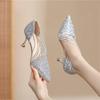 2025 Champagne Rhinestone Stiletto Heels: Elegant Pointed Toe Bridal Shoes
