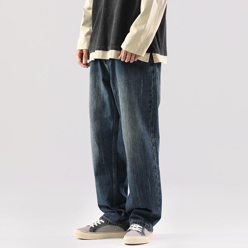 

Мужские джинсы Retro Wash Осень и Зима Свободные Прямые Большой Размер Брюки для Папы 40 синий